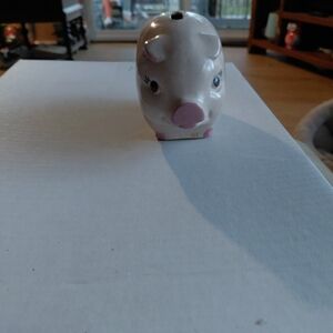 Ceramic Piggy Bank with Pink Accents